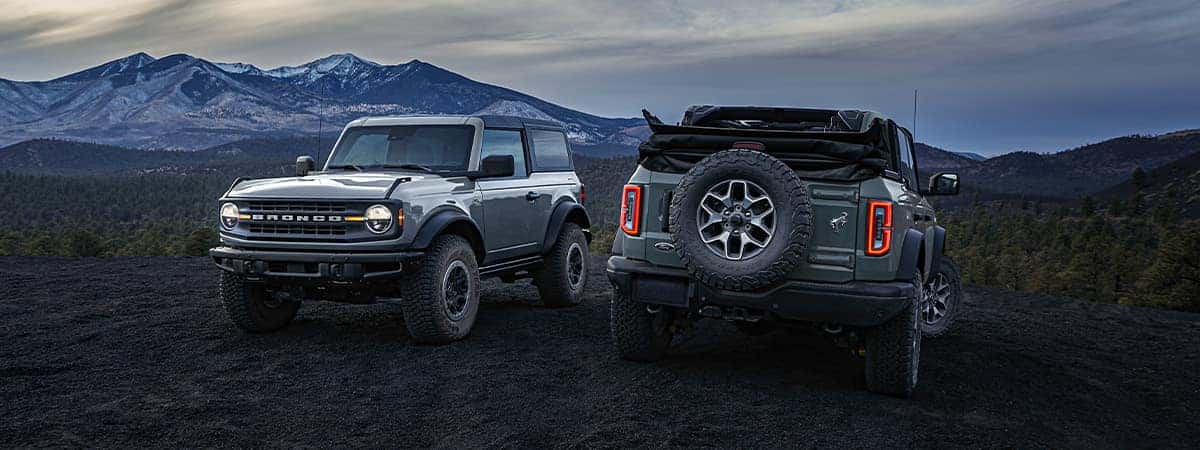 Silver Bronco and Bronco Sport Out Doors