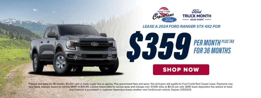 $359/mo lease for 36 months on Ford Ranger STX 4x2