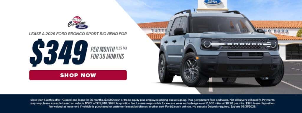 Lease A 2026 Ford Bronco Sport Big Bend for $349 per month plus tax for 36 months
