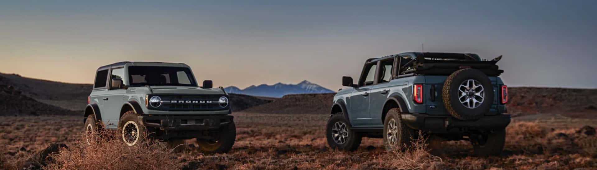 2023 Ford Broncos in a grassy field