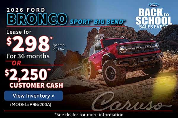 2026 FORD BRONCO SPORT BIG BEND (MODEL#R9B/200A) 3 AT THIS SPECIAL!   Lease Specials:  $298/month plus tax @ 36 months* OR  $2,250 Customer Cash