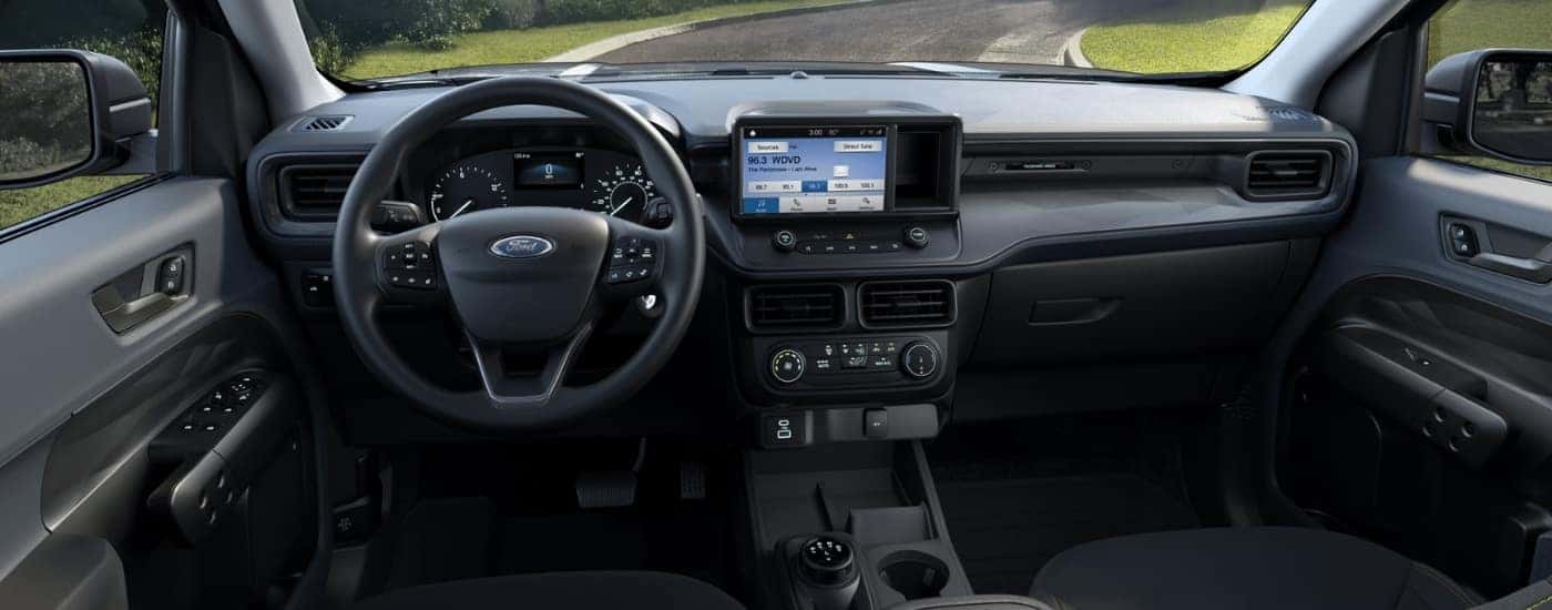 Black interior of a 2024 Ford Maverick XLT Tremor.
