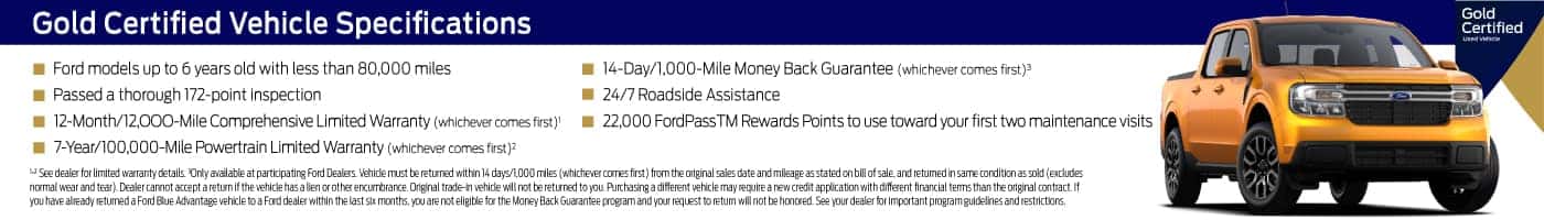 Gold Certified Vehicle Specifications