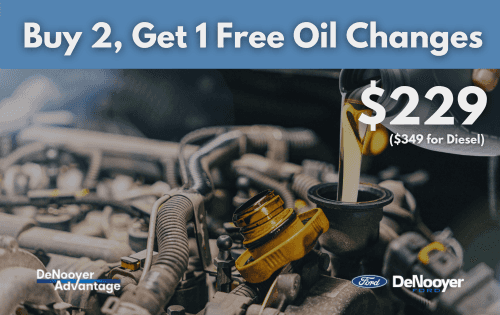 Buy 2 get 1 free oil change at DeNooyer Ford in Vicksburg, MI