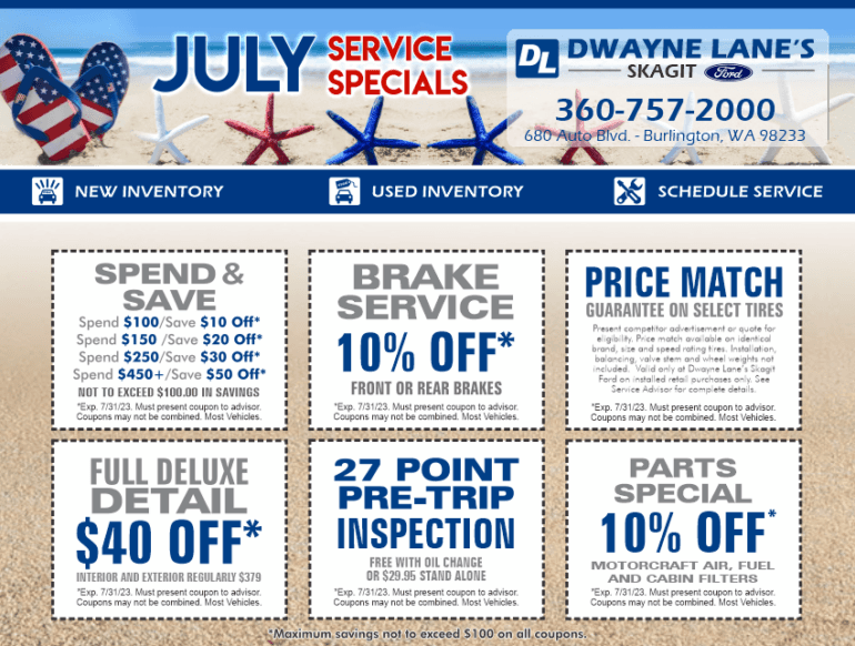 Ford Service Coupons Burlington Dwayne Lane's Skagit Ford