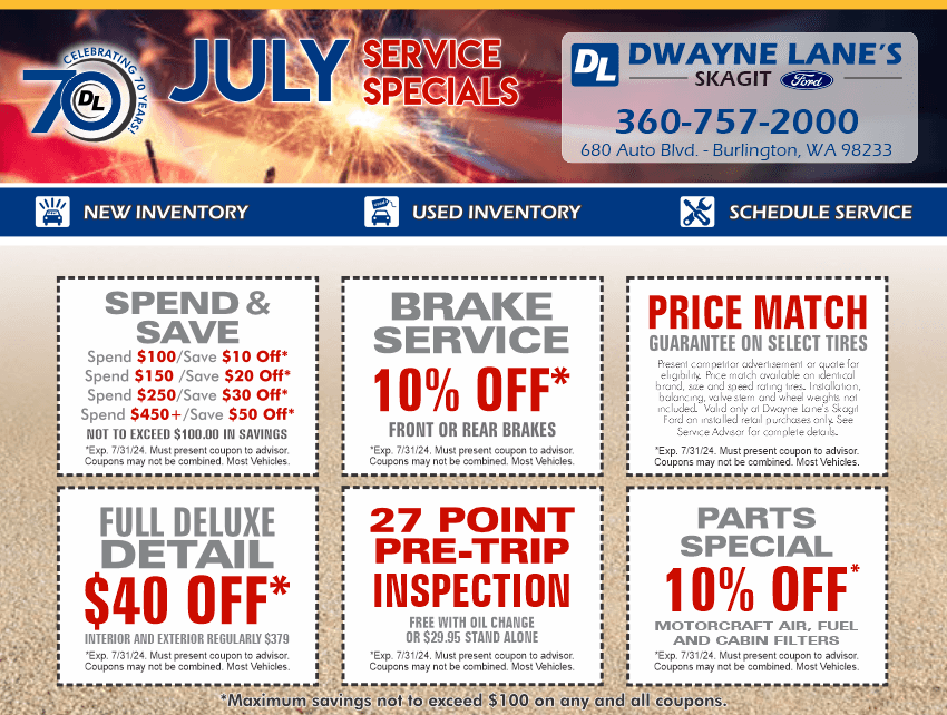 Ford Service Coupons | Burlington | Dwayne Lane's Skagit Ford