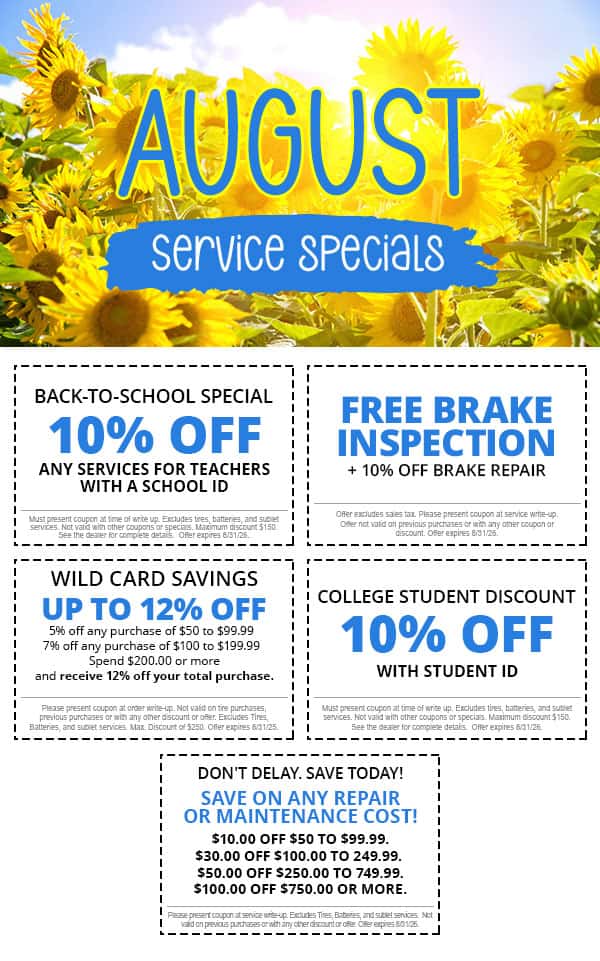August Service Specials