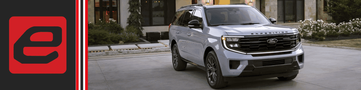 Ford-Expedition-Trim-Level-Differences---banner showing a new Ford Expedition in front of a building