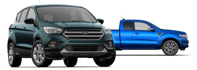 Teal Ford SVU & Blue Ford Truck 