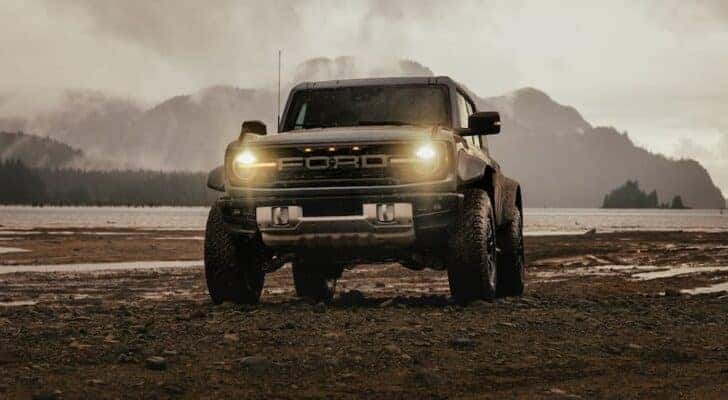 A gray 2025 Ford Bronco for sale near Colorado Springs is shown parked off-road.