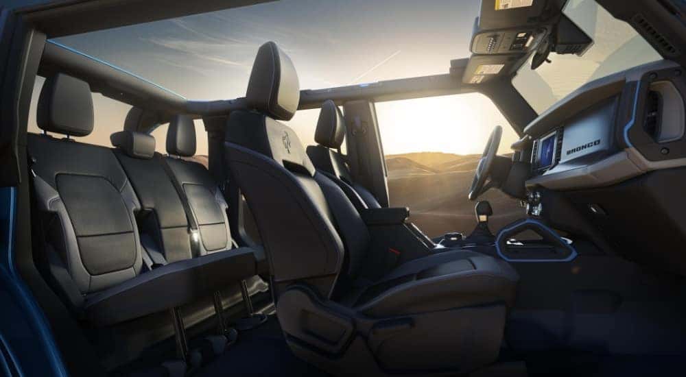 The interior of a 2025 Ford Bronco for sale near Westcliffe.