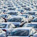 Many used cars for sale near Pueblo West on a dealership lot.