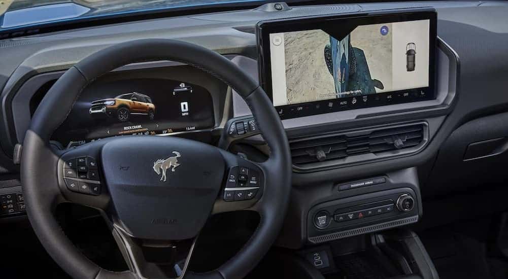 The black dash in a 2025 Ford Bronco Sport.
