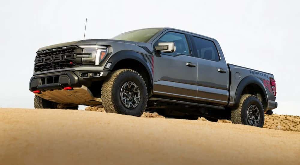 A gray 2026 Ford F-150 off-roading.