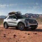 2025 Ford Explorer in Gray parked in the desert