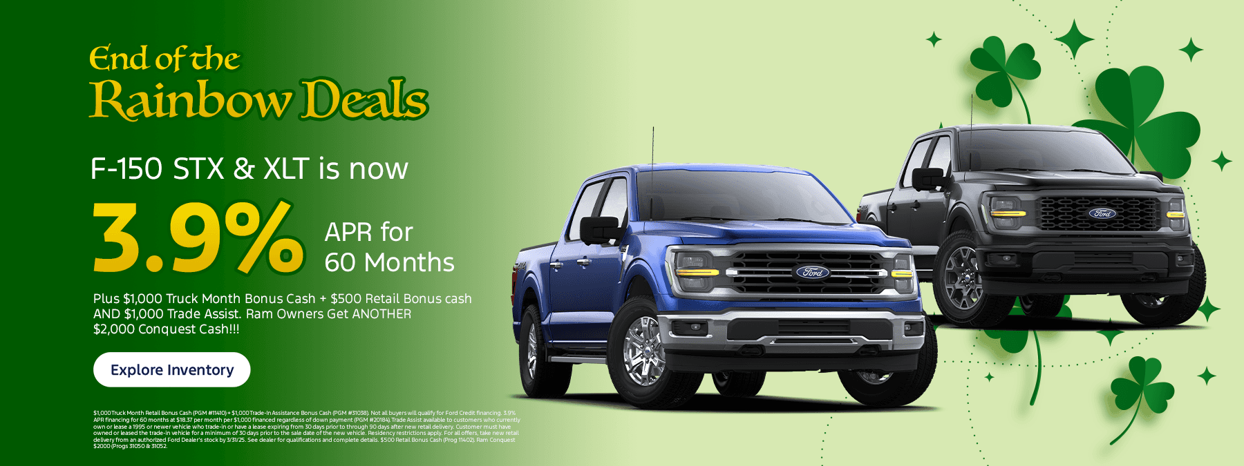 150 STX & XLT is now 3.9% APR for 60 months