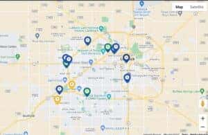 Electric charging stations map in Lubbock, Texas