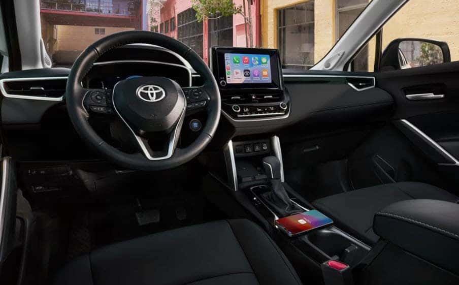 Toyota Corolla Cross interior with touchscreen and modern dashboard
