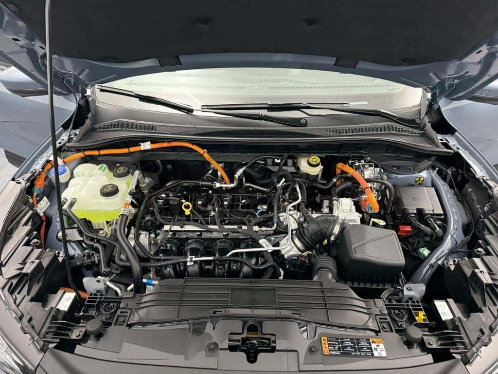 Ford Escape Hybrid engine bay showcasing hybrid system components