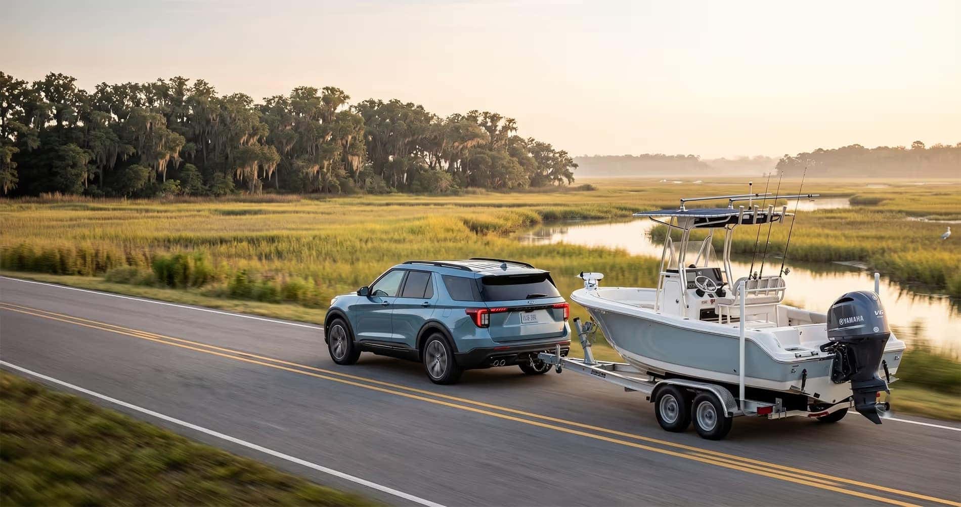 2026 Ford Explorer Towing a Boat