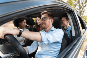 Group of friends takes a summer road trip with hacks for a hot car