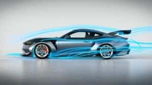 The Mustang GTD's powerful aerodynamic design