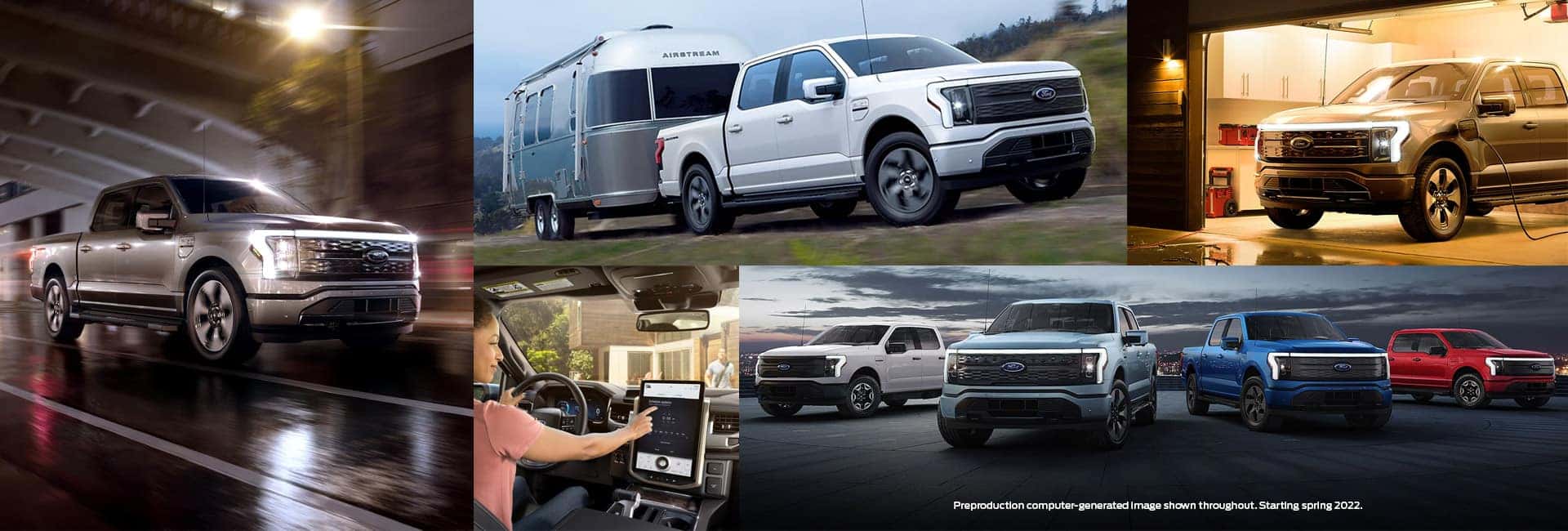 A collage of images of the Ford F150 Lightning