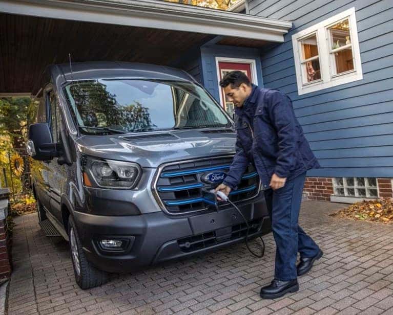 Ford E-Transit EV Charging in Driveway