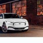 Ford Mustang Mach E SUV white building