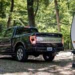 Black Ford F-150 Pickup Truck Trailer Trees