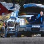 Ford F-150 Lightning Pickup Truck Sassy Man Grass Red House