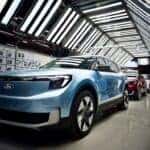 Blue Ekectric Ford Explorer SUV Factory