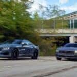 Two Blue Ford Mustang Sports Car