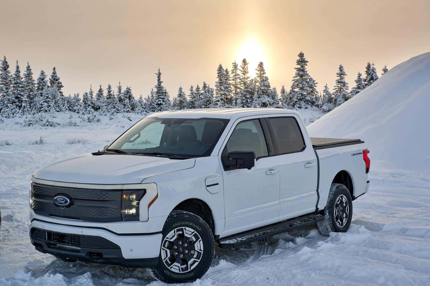 Ford F-150 Lightning White Pickup