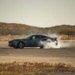 Blue Ford Mustang Sports Car Tire Smoke Mountain