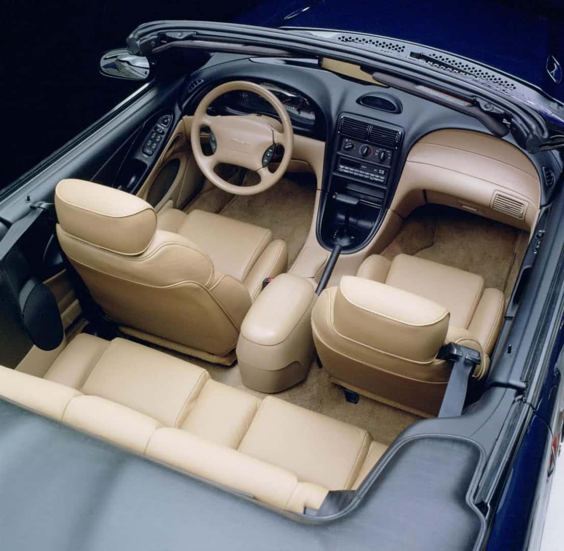 Black Ford Mustang Sports Car Brown Interior