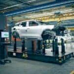 White Ford EV Explorer SUV Factory Black Mount