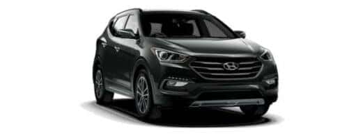 A black 2018 Hyundai Santa Fe Sport is angled right.