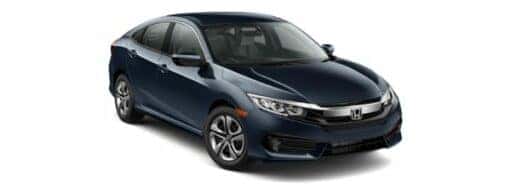 A blue 2018 Honda Civic LX is angled right.