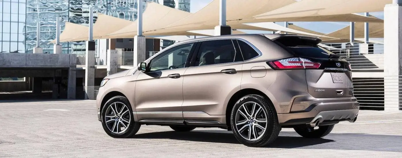 Beige 2019 Ford Edge Parked