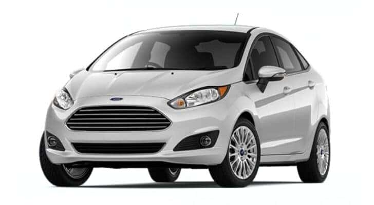 A silver 2019 Ford Fiesta Titanium angled left.