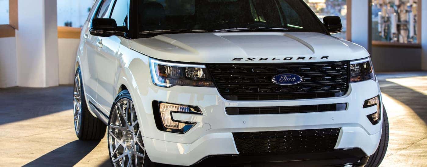 White 2019 Ford Expedition XLT parked in garage