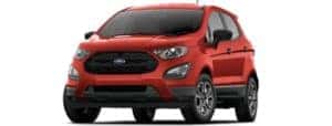 A red 2019 EcoSport facing left on white