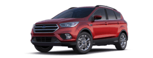 A left facing angled side view of a red 2019 Ford Escape is shown.