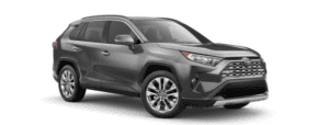 A grey 2019 Toyota RAV4 is facing right.