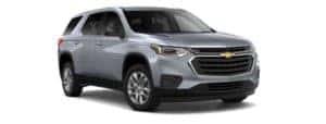 A grey 2019 Chevy Traverse is facing right.