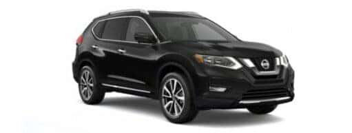 A black 2019 Nissan Rogue is angled right.