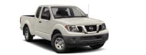 A white 2019 Nissan Frontier is facing right.