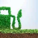 A gas pump made out of plants is shown.