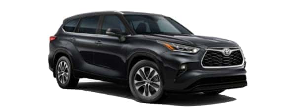A black 2020 Toyota Highlander is facing right.